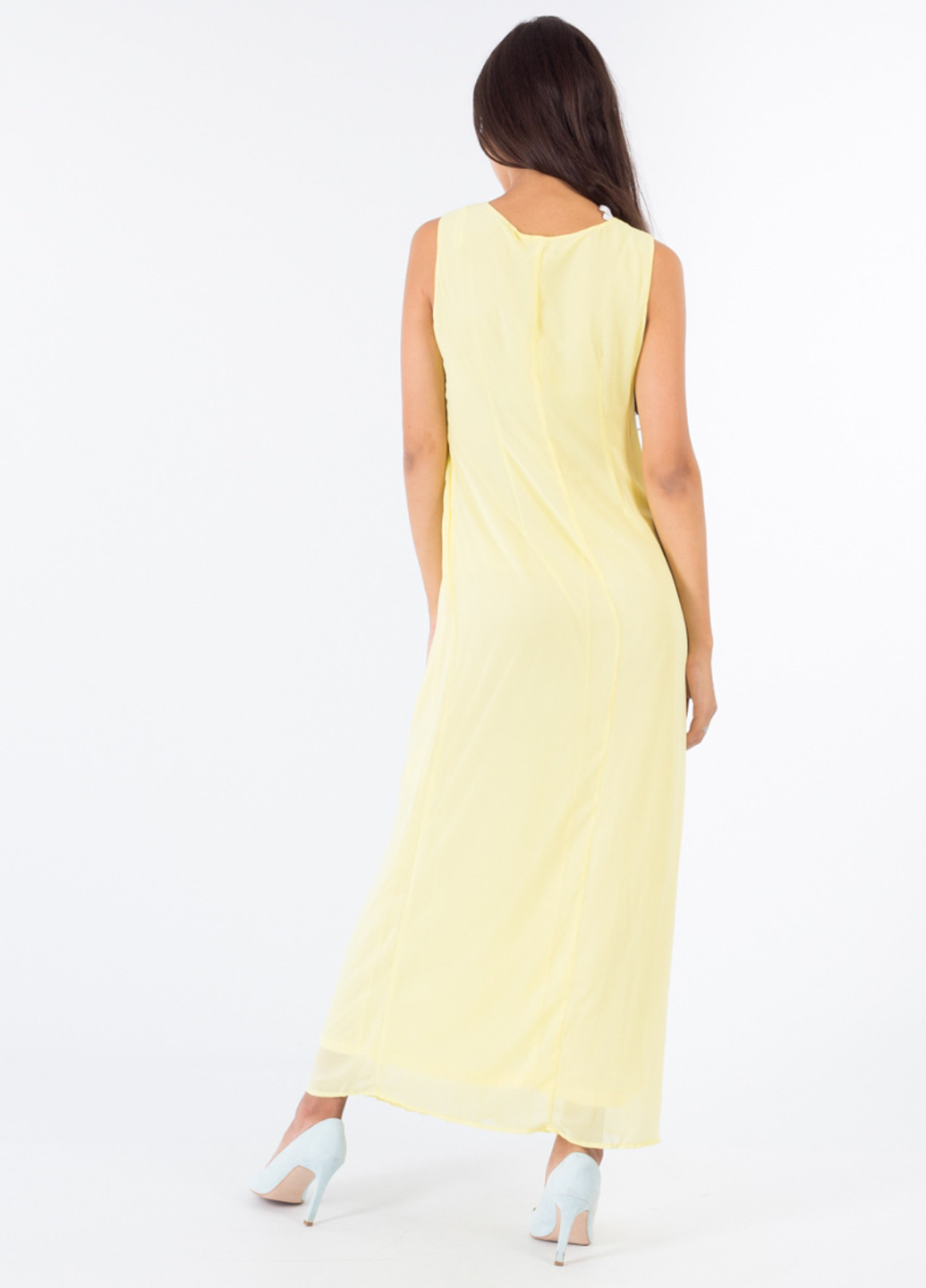 Светло-желтое вечернее платье Soaked однотонное