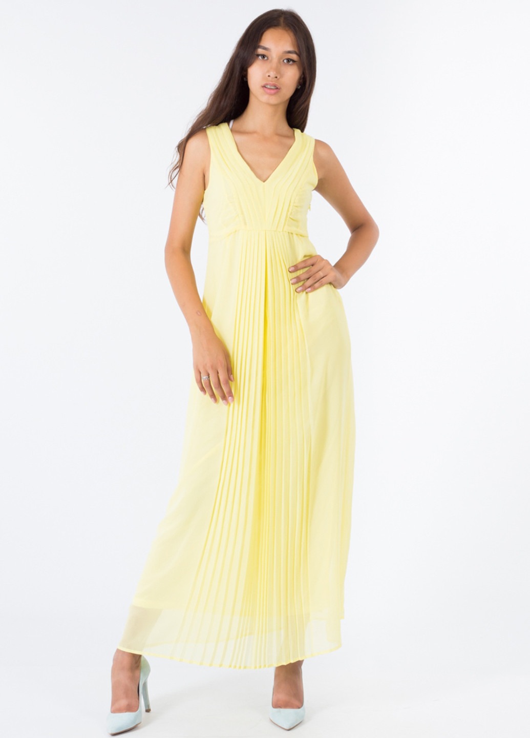 Светло-желтое вечернее платье Soaked однотонное