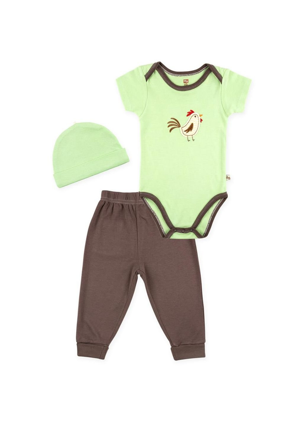 Коричневий демісезонний набір дитячого одягу із бамбука з малюнком тварин зелений для хлопчиків (68353.0-3.g) Luvable Friends