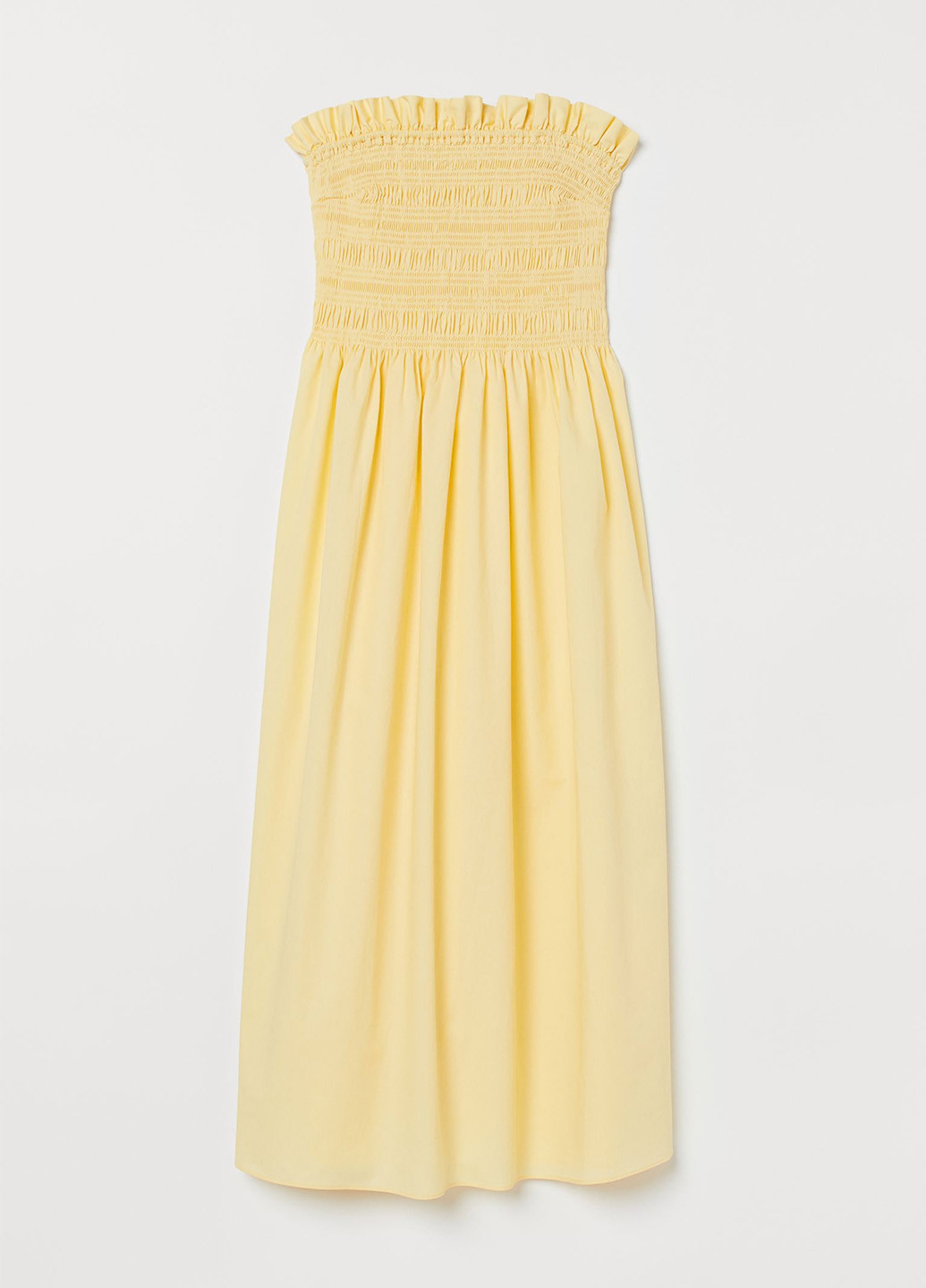 Желтое кэжуал платье с открытыми плечами H&M однотонное