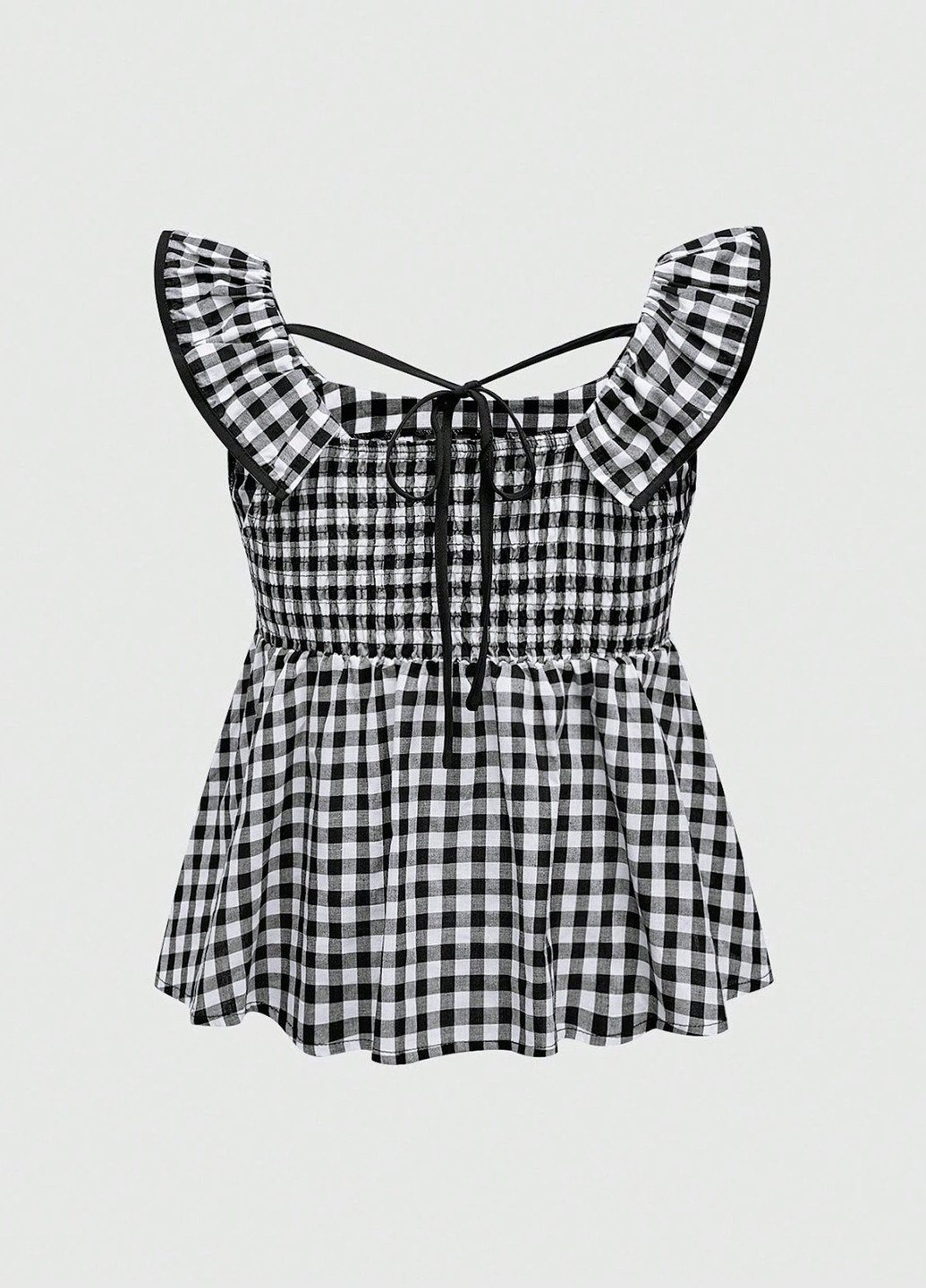 Чёрно-белую блуза с баской SHEIN