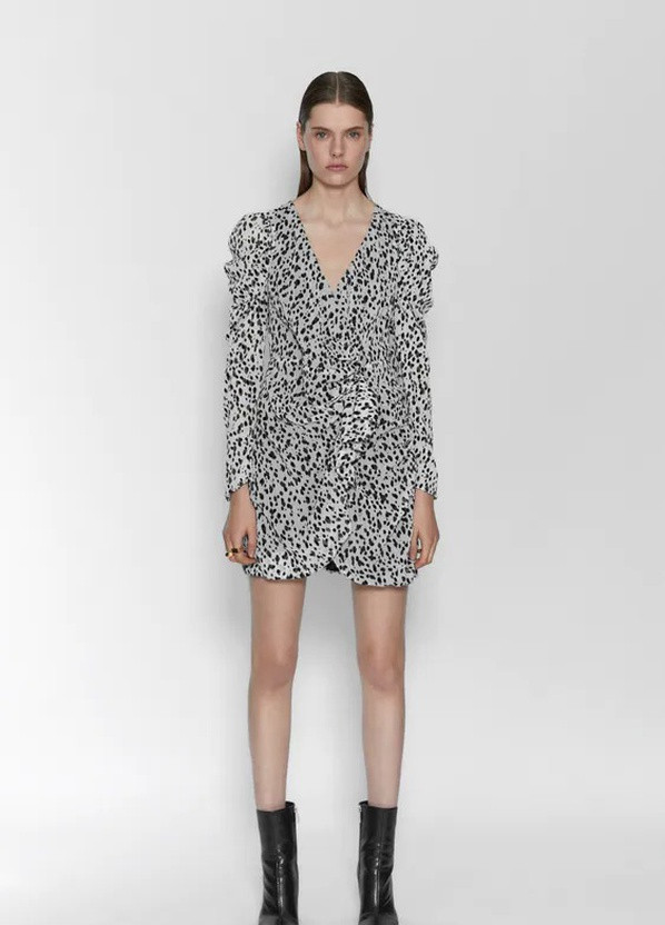 Черное кэжуал платье Zara с рисунком