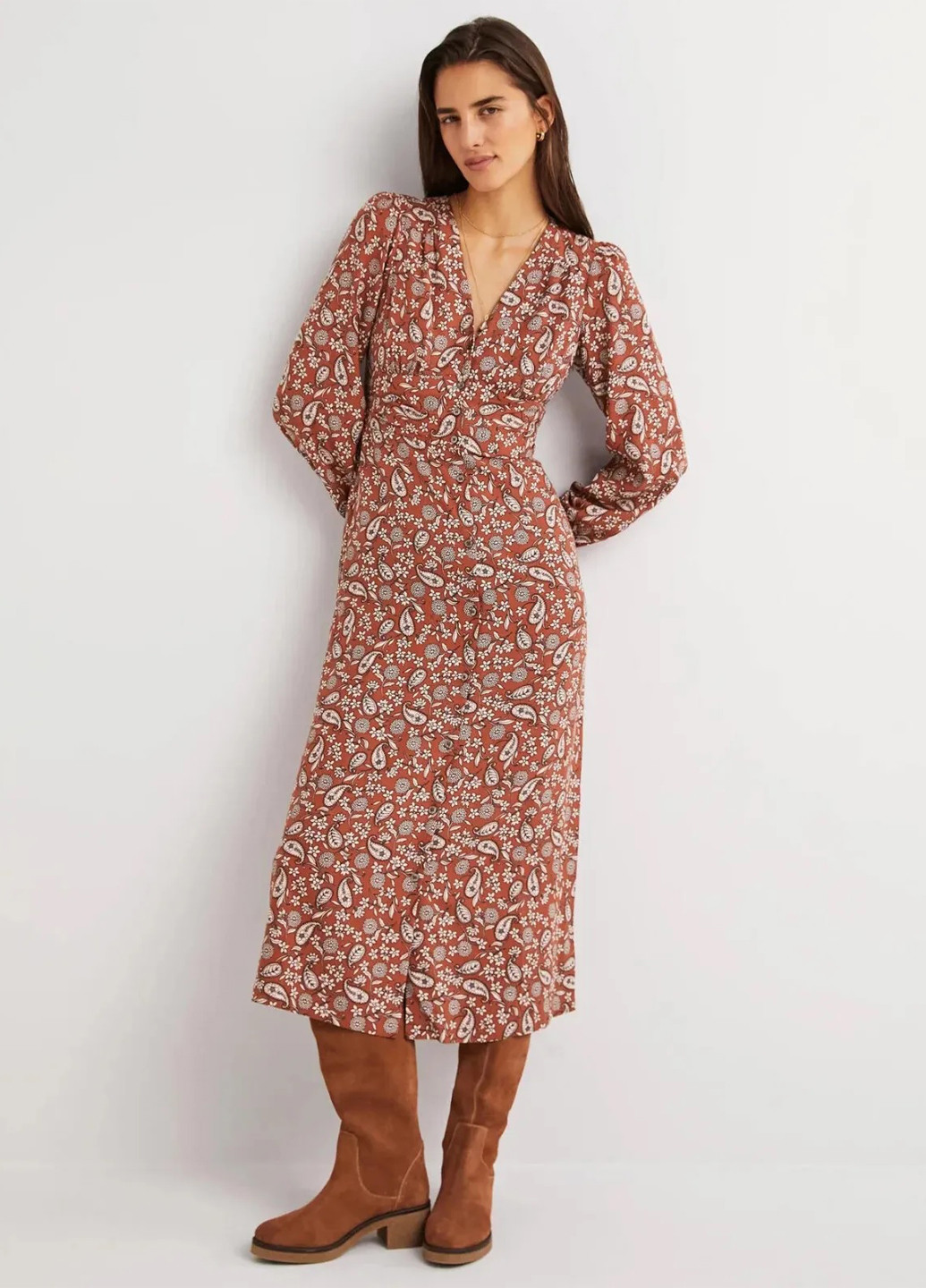 Рожево-коричнева кежуал сукня сукня-сорочка Boden турецькі огірки