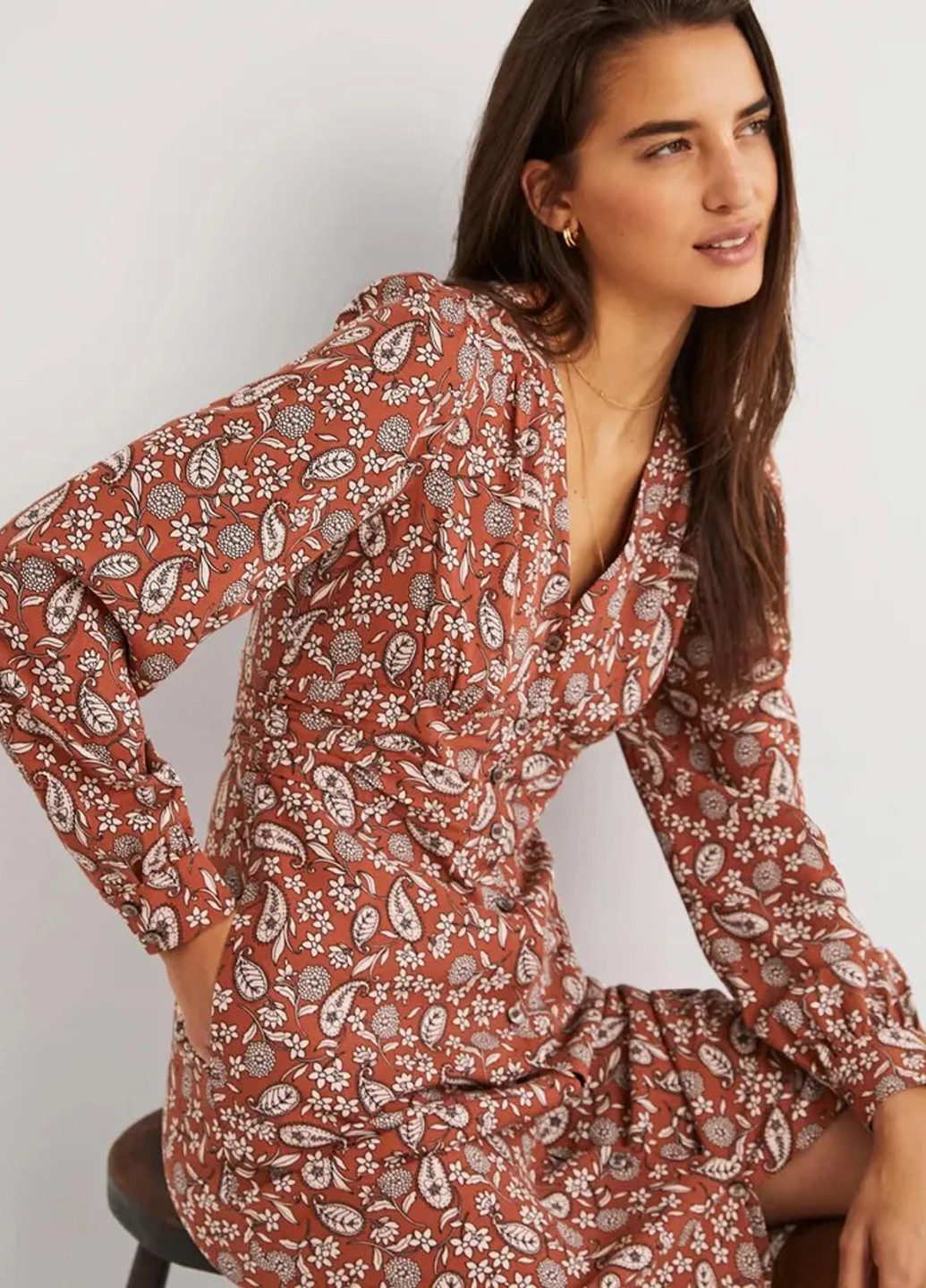 Рожево-коричнева кежуал сукня сукня-сорочка Boden турецькі огірки