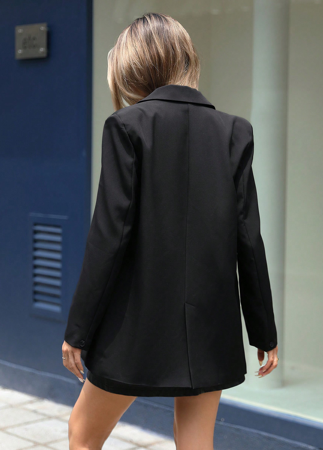 Черный женский жакет SHEIN однотонный - демисезонный