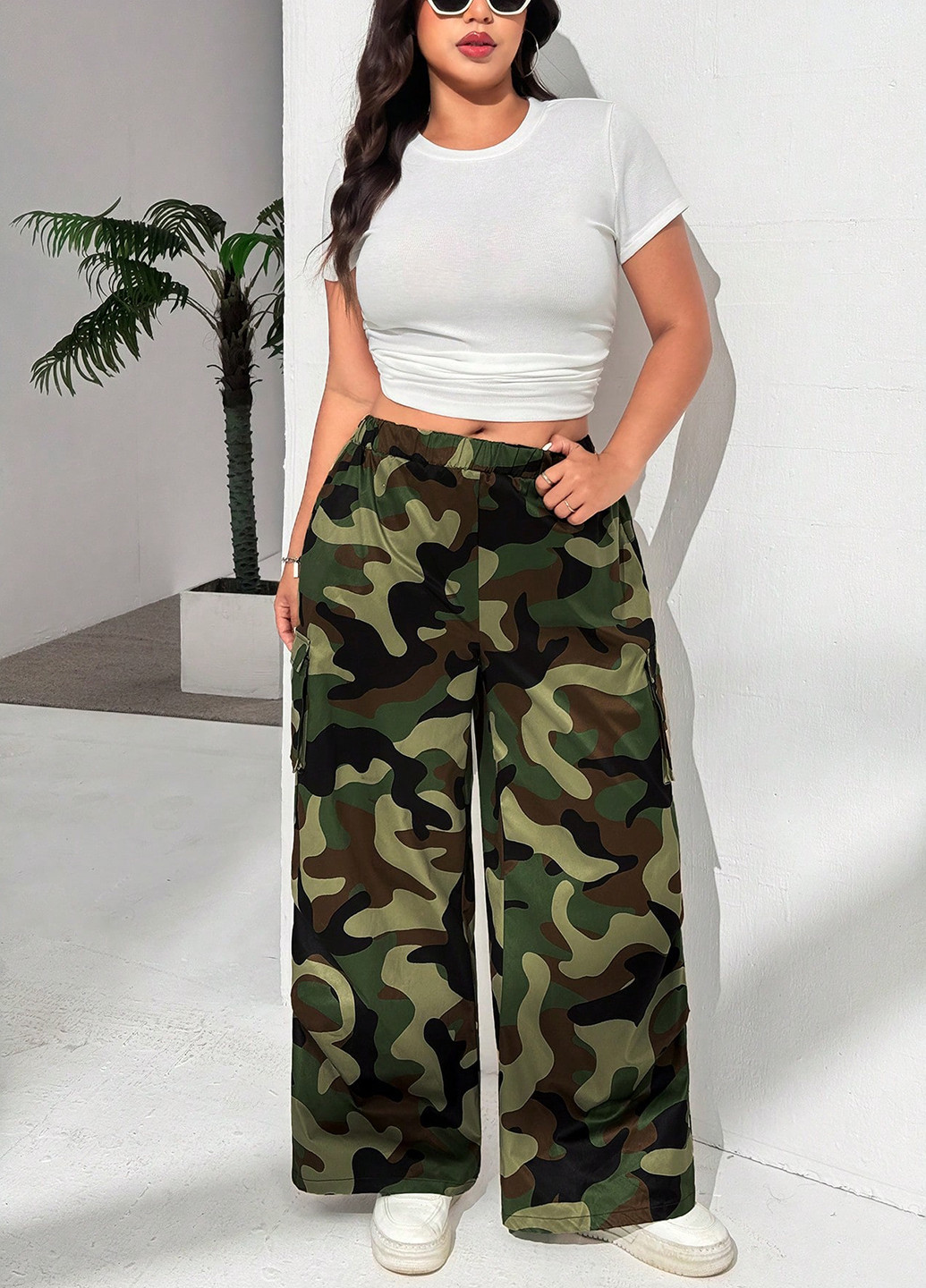 Комбинированный летний костюм (топ, брюки) SHEIN