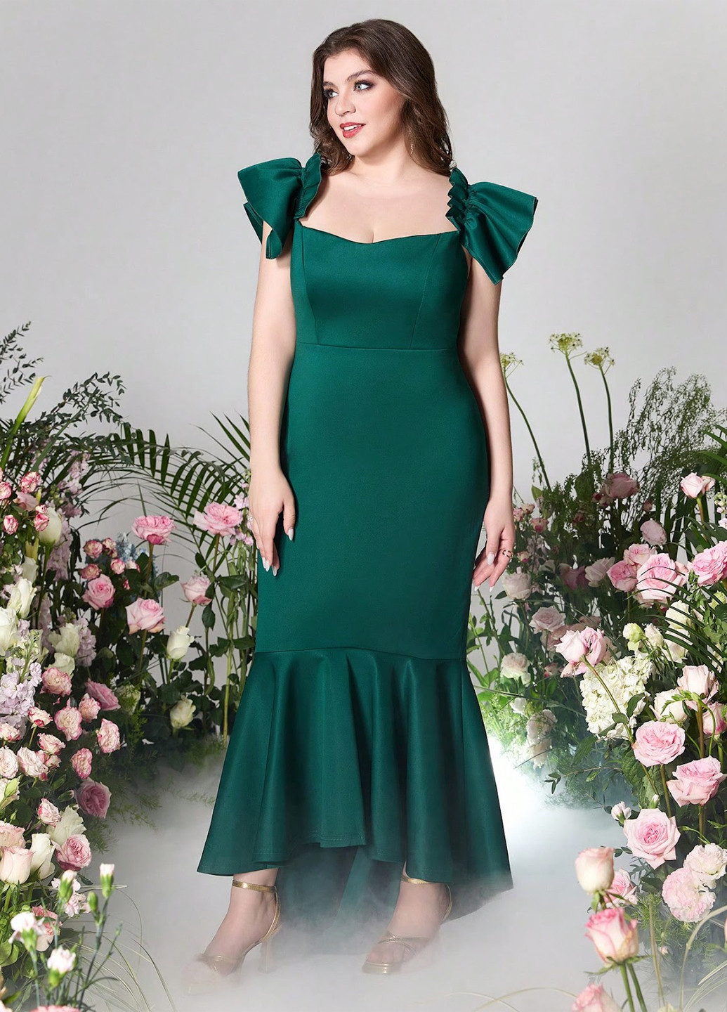 Зелена святковий, коктейльна, вечірня сукня годе SHEIN однотонна