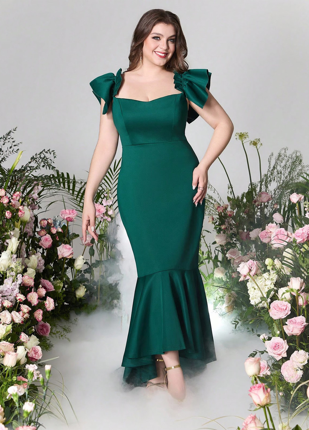 Зелена святковий, коктейльна, вечірня сукня годе SHEIN однотонна