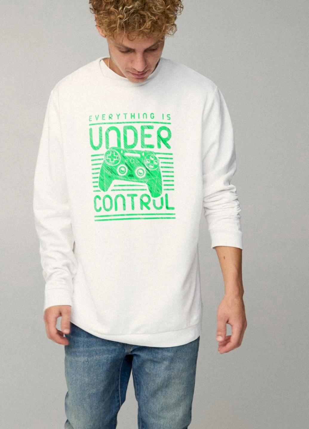 Білий свитшот мужской oversize /no flis/ YAPPI малюнок (254557779)