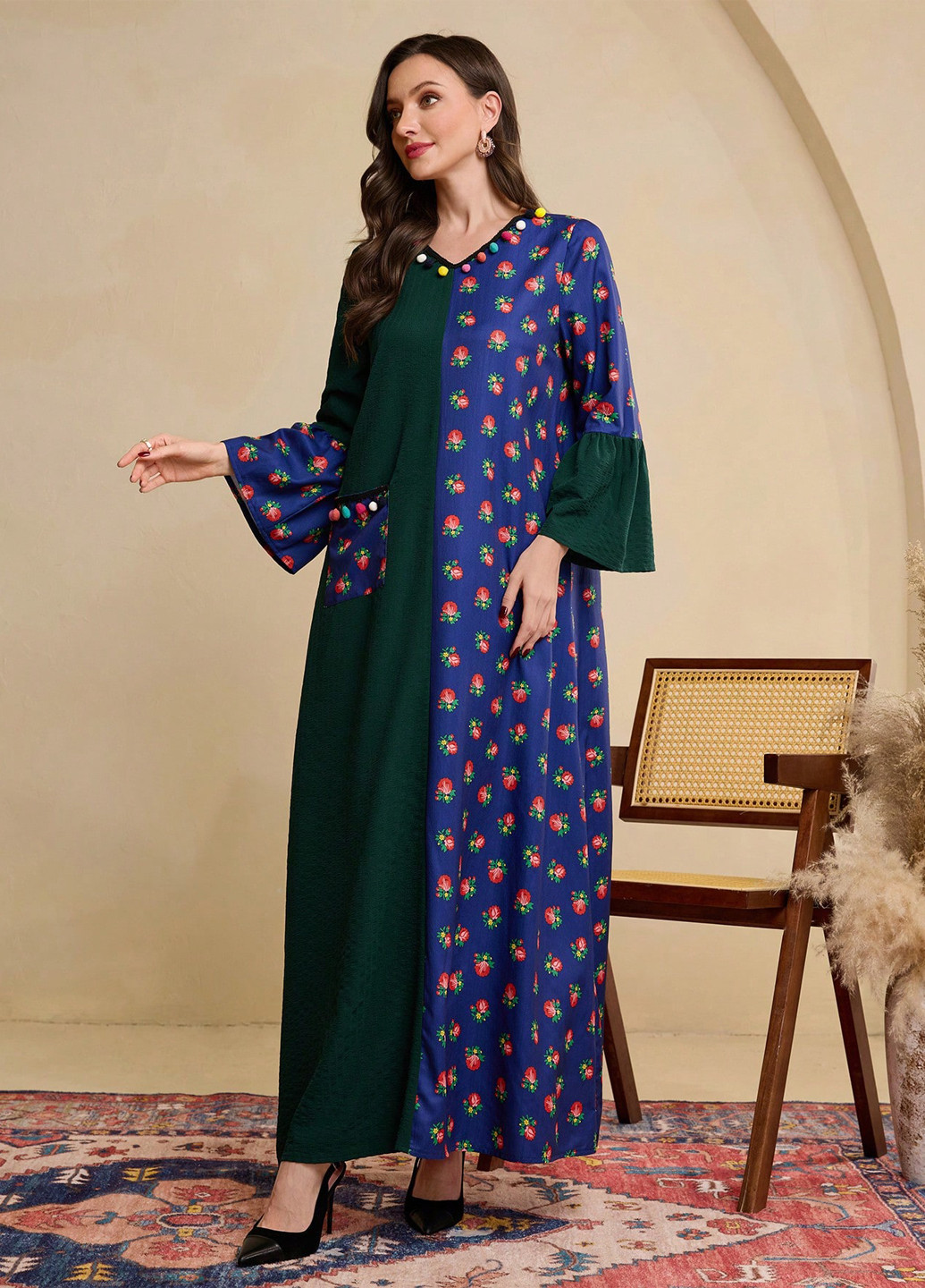 Комбінована кежуал сукня а-силует SHEIN з квітковим принтом