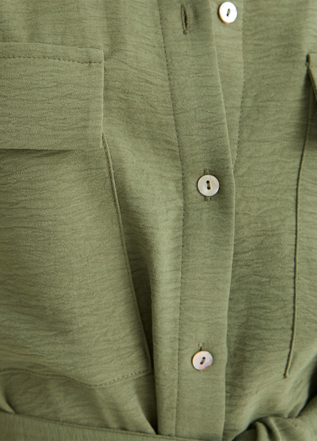 Оливкова (хакі) кежуал сукня сукня-сорочка KOTON однотонна