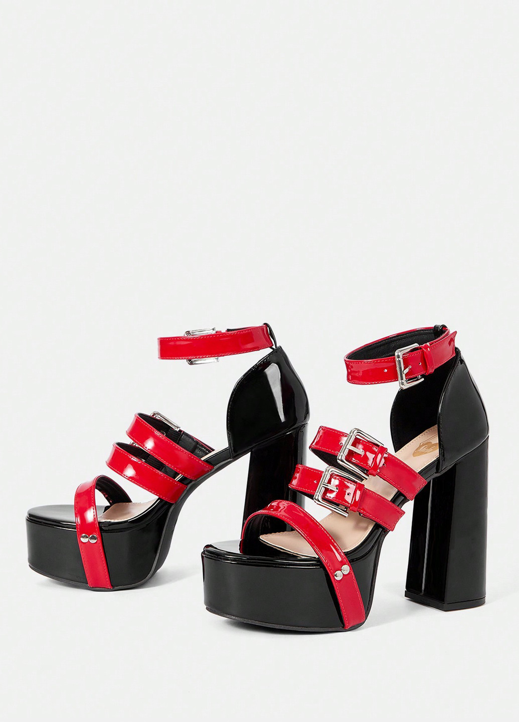 Комбинированные босоножки SHEIN с ремешком с аппликацией, с заклепками, с пряжкой