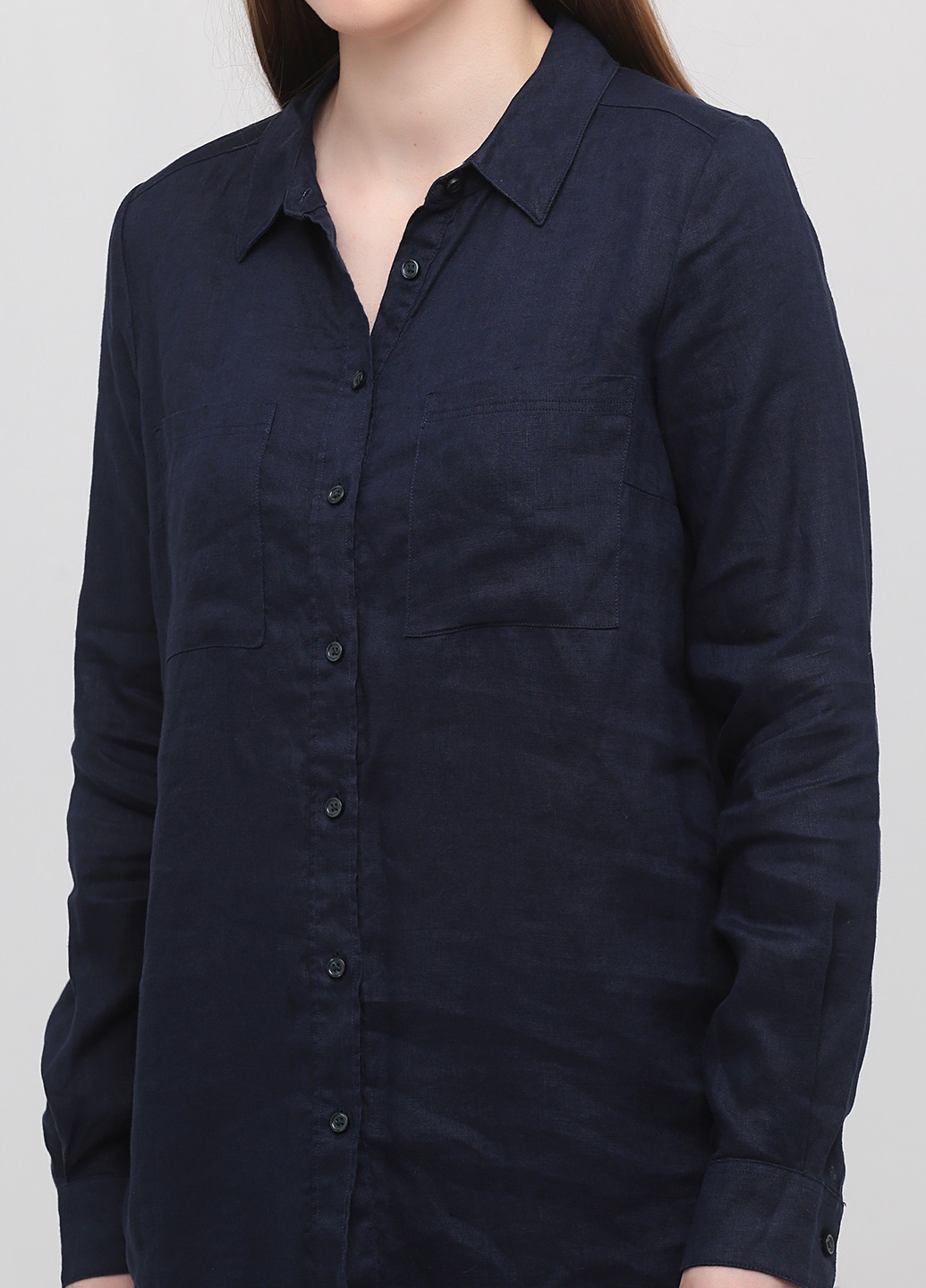 Темно-синяя кэжуал рубашка однотонная Boden