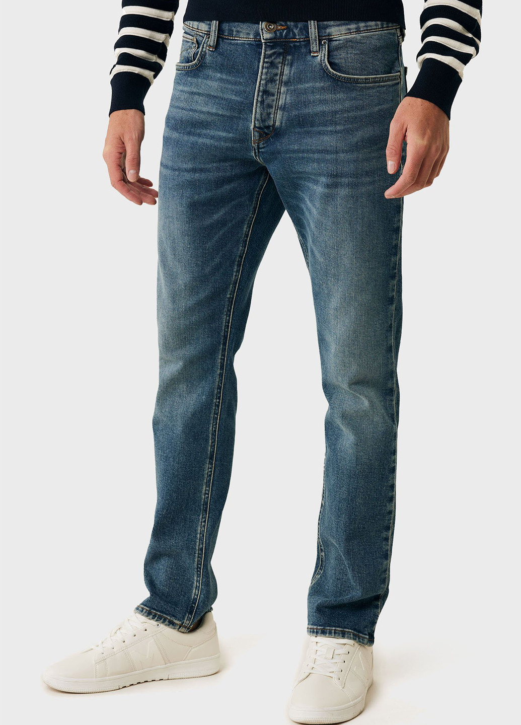 Темно-синие демисезонные зауженные джинсы Mexx