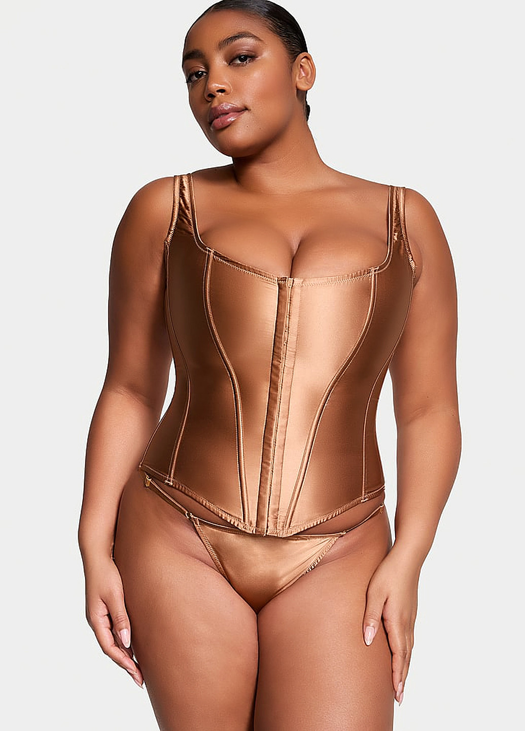 Коричневий демісезонний комплект (корсет, трусики) Victoria's Secret