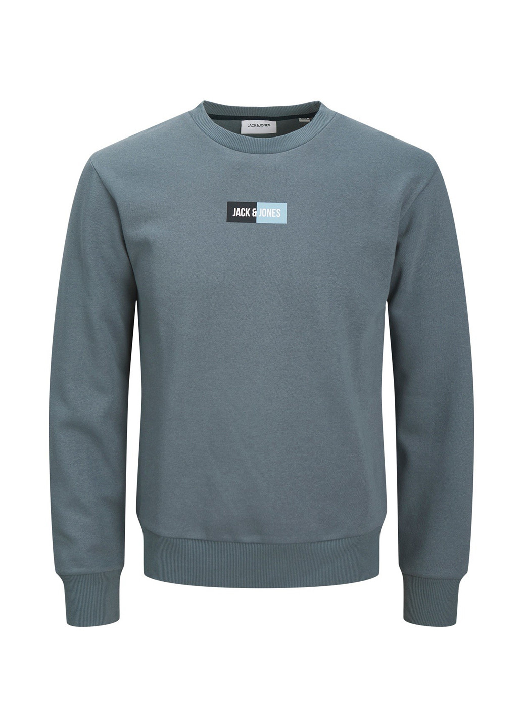 Сіро-голубий світшот Jack & Jones логотип без декору (355383190)