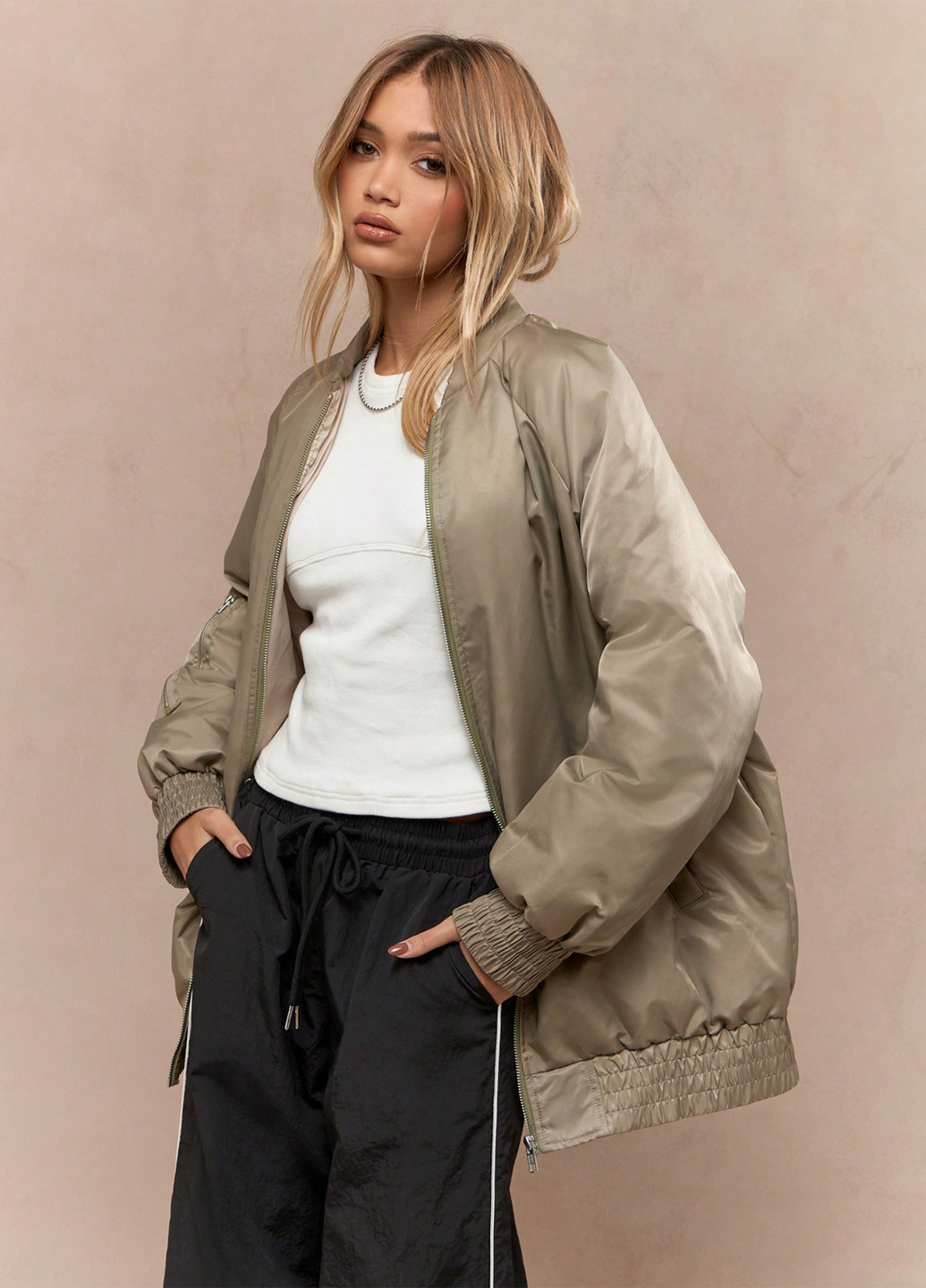 Бомбер SHEIN на молнии (341100441)