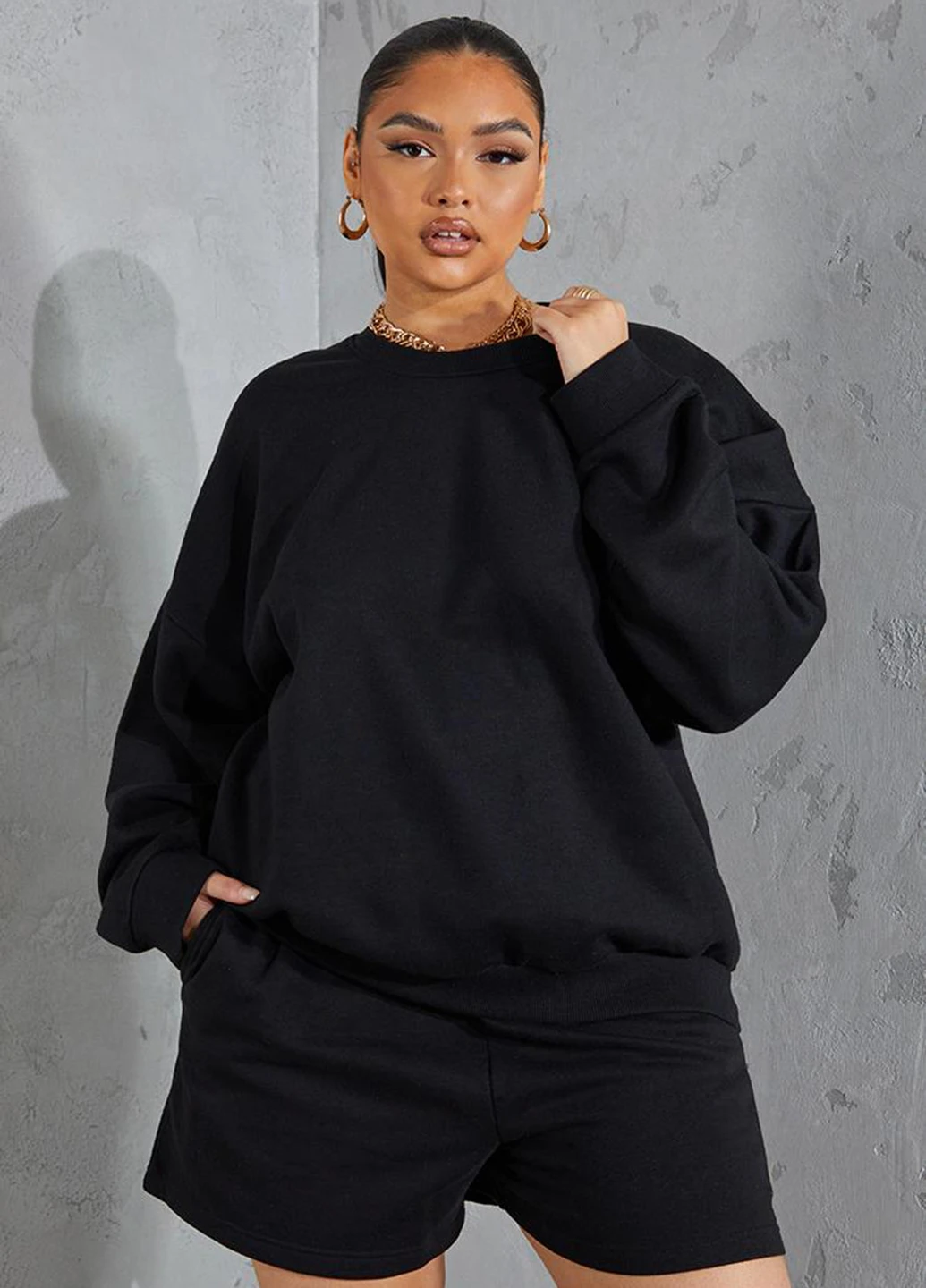 Черный свитшот PrettyLittleThing однотонный без декора (254799194)