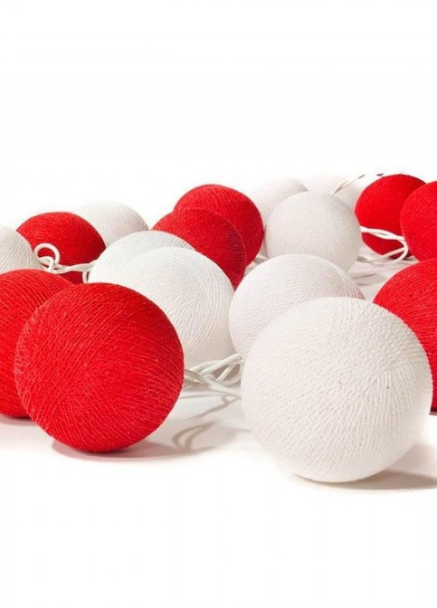 Гірлянда тайська CBL Red&White 20 шт, 3.7 м Cotton Ball Lights 2051 (252644120)