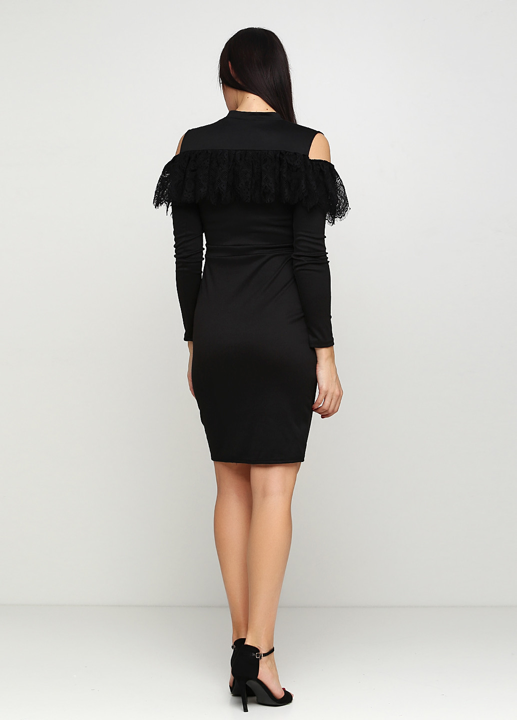 Черное кэжуал платье с длинным рукавом Podium однотонное
