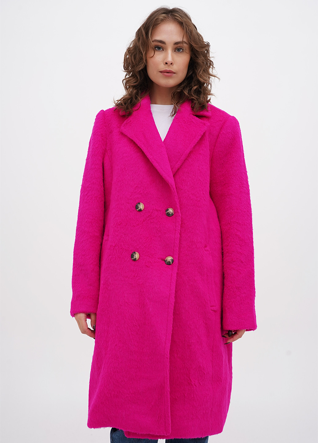 Фуксинове (колору Фукія) демісезонне Пальто двобортне Talbots