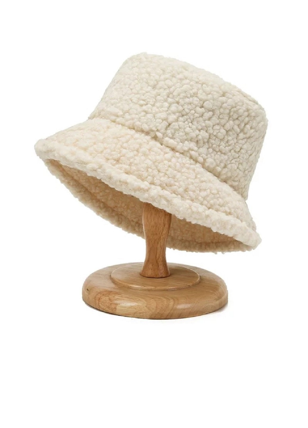 Женская меховая зимняя шапка панама теплая плюшевая пушистая Тедди барашек каракуль Бежевый NoName панама (250515552)