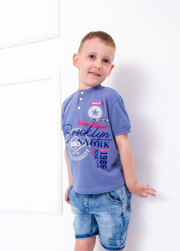 Темно-синяя детская футболка-футболка-поло для мальчика для мальчика Носи своє с рисунком