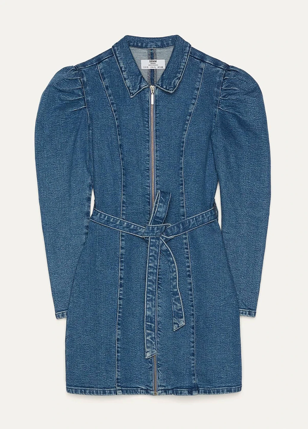 Темно-блакитна джинсова сукня футляр Bershka однотонна