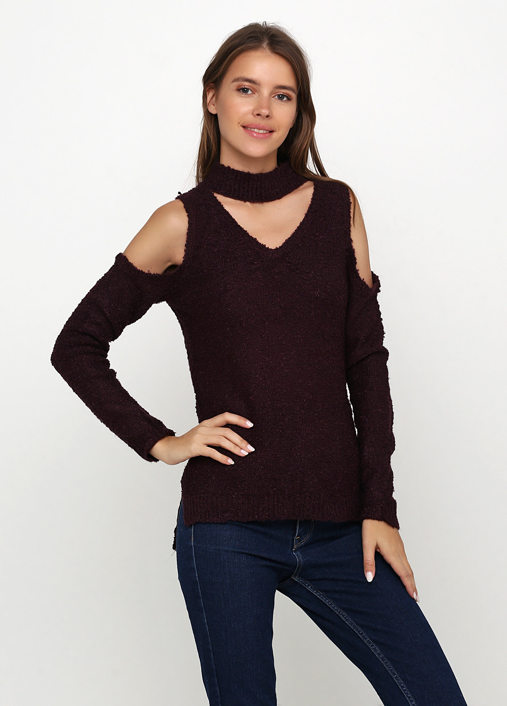 Бордовый демисезонный пуловер пуловер Alya by Francesca`s