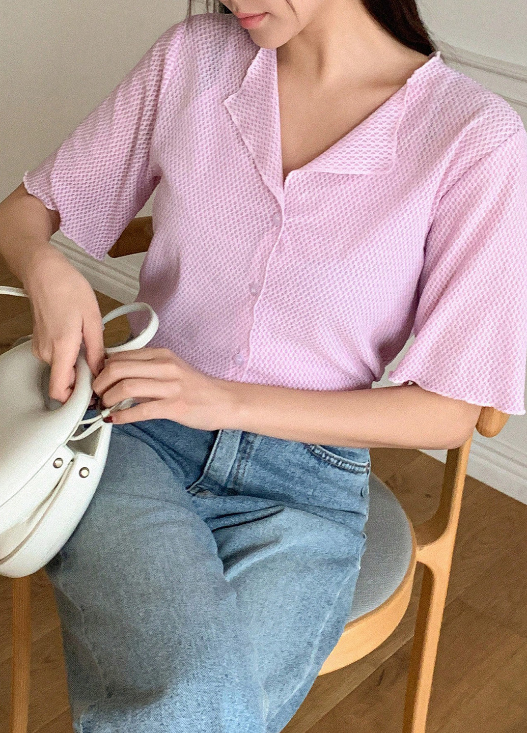 Фиолетовая кэжуал рубашка однотонная SHEIN