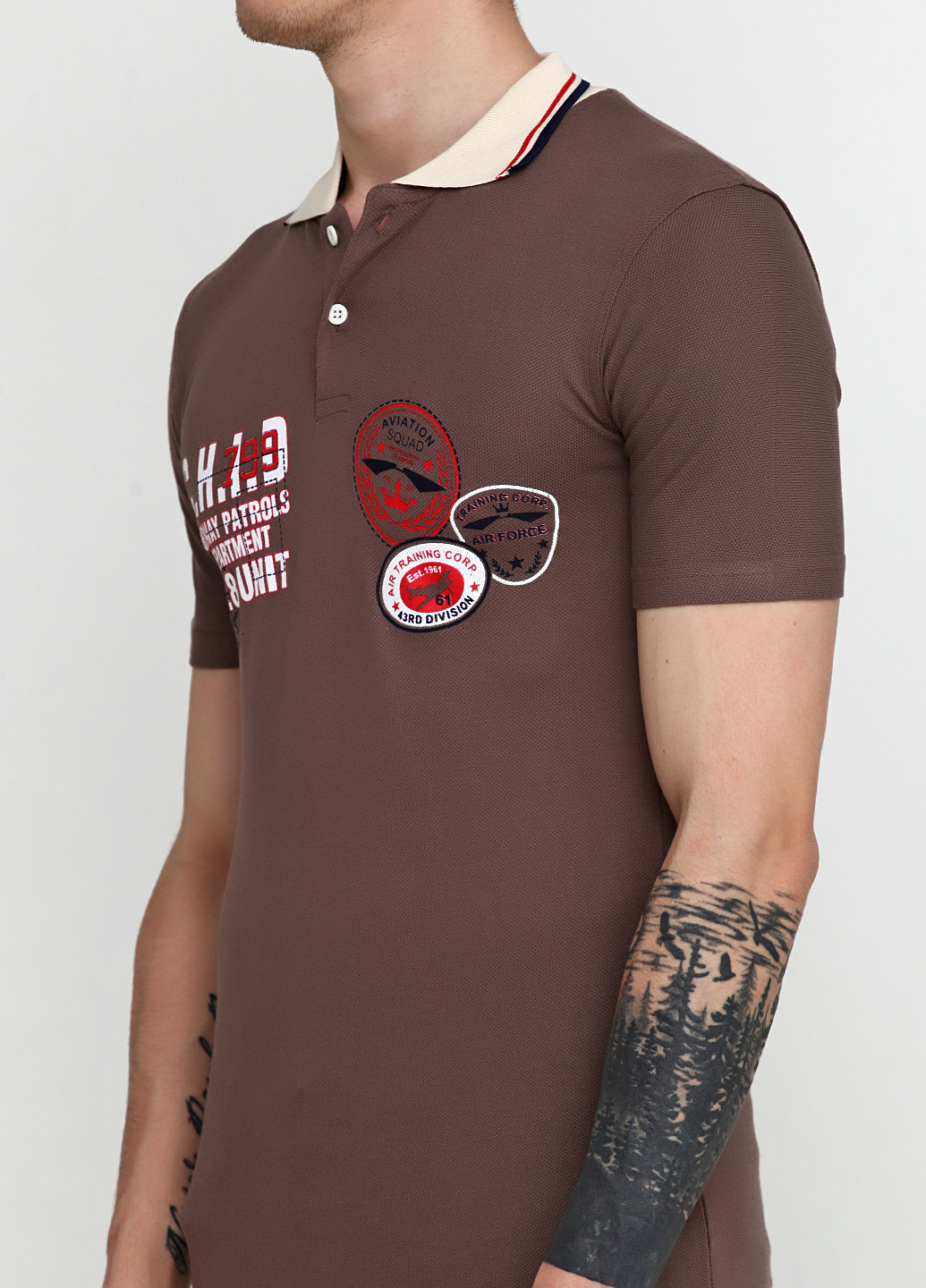 Кофейная футболка-поло для мужчин West Wint с надписью