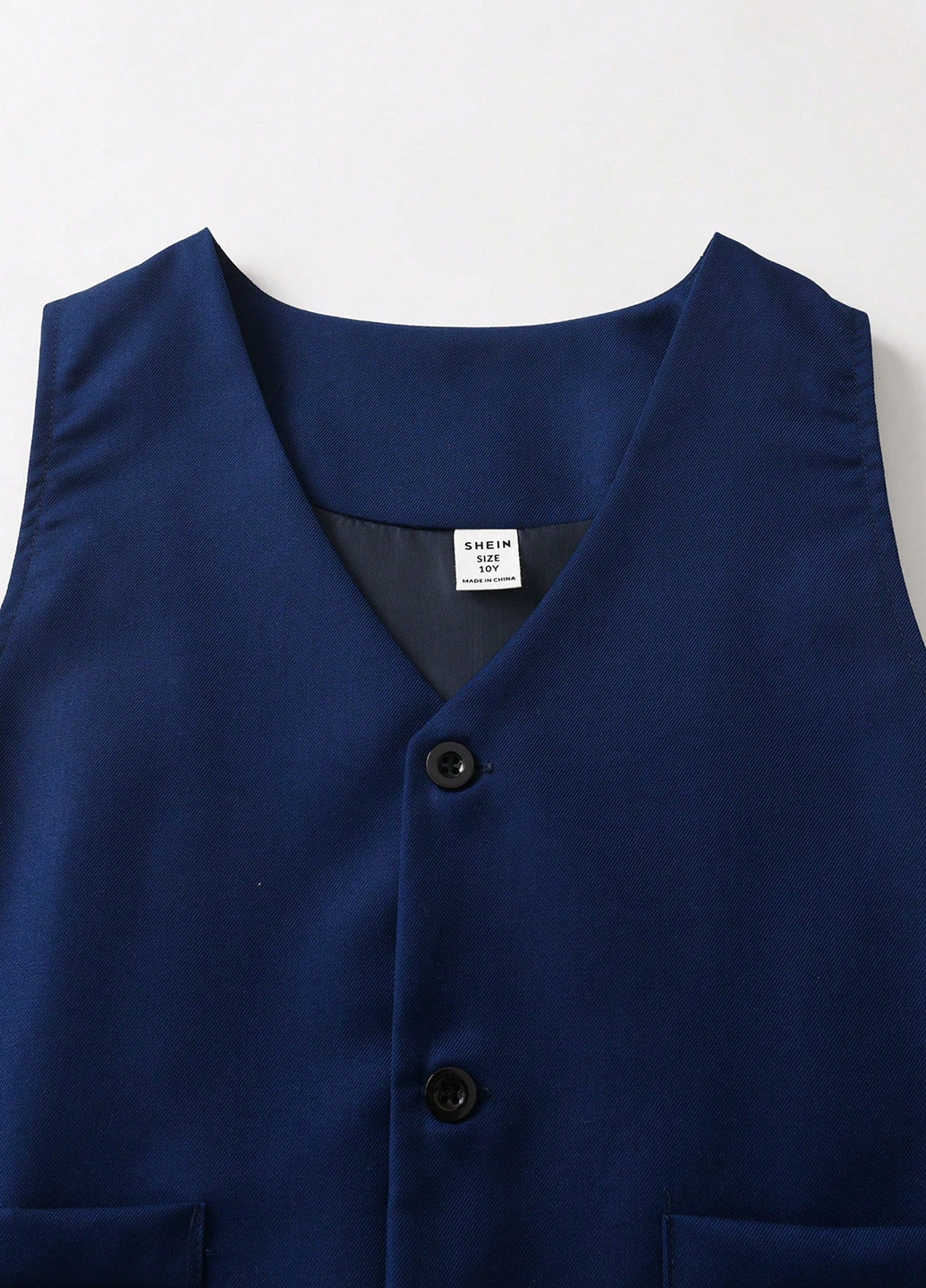 Синій демісезонний костюм (жилет, сорочка, штани) з сорочкою, брючний SHEIN