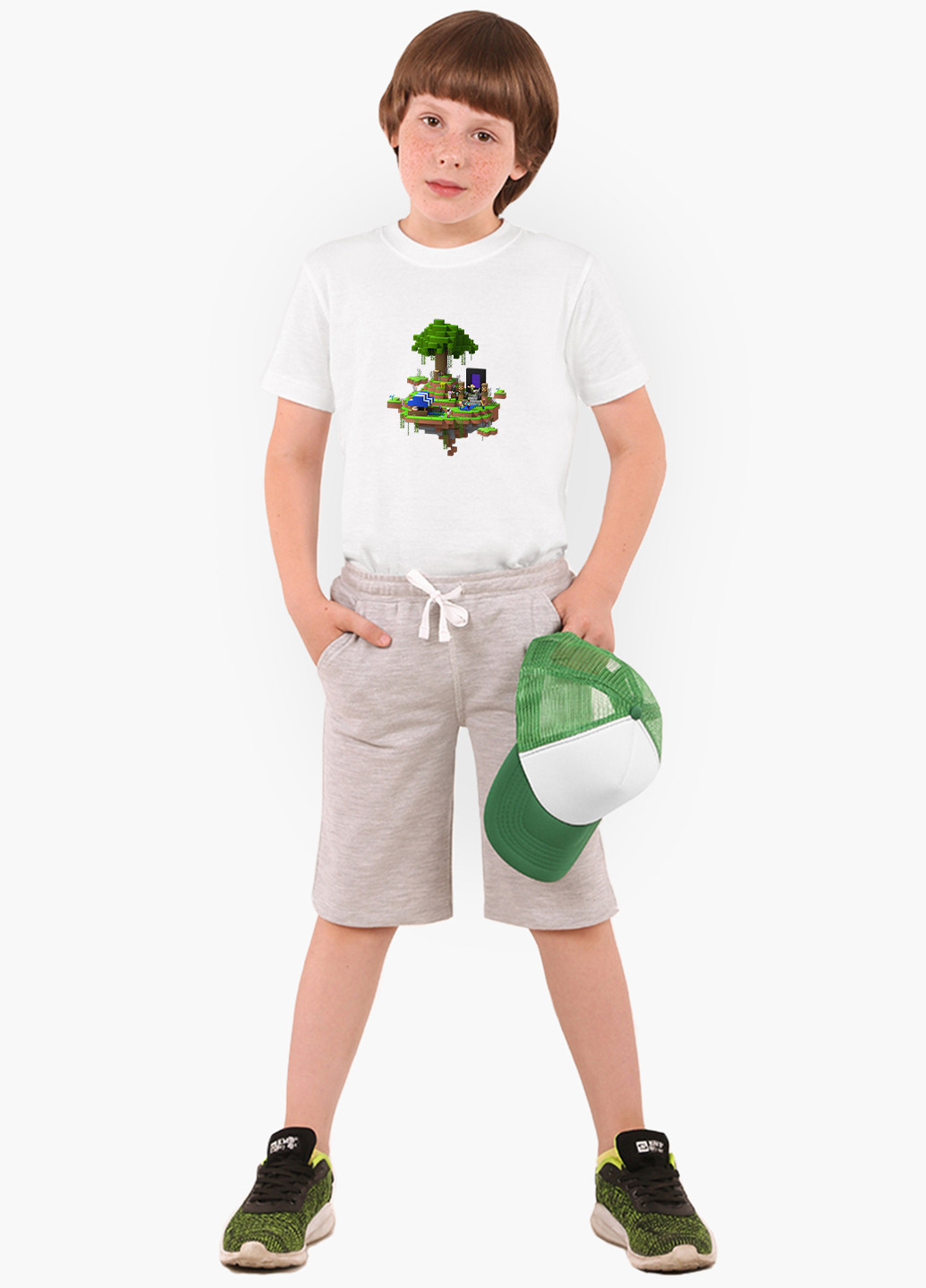 Белая демисезонная футболка детская майнкрафт (minecraft)(9224-1177) MobiPrint