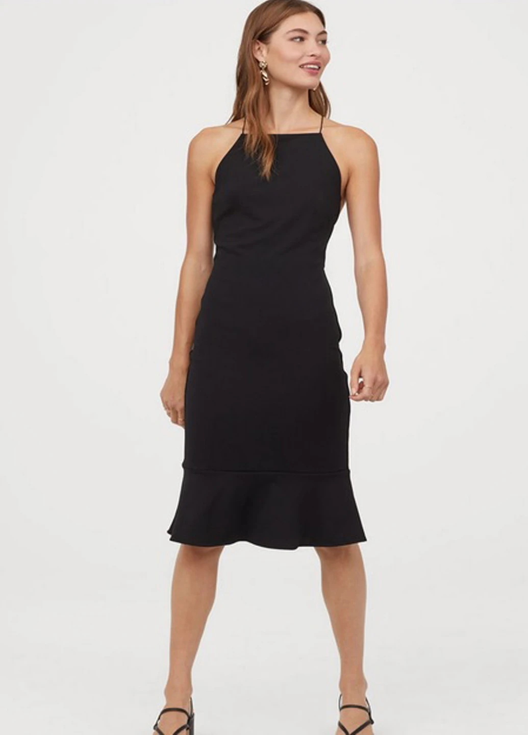 Темно-синя коктейльна сукня годе H&M однотонна
