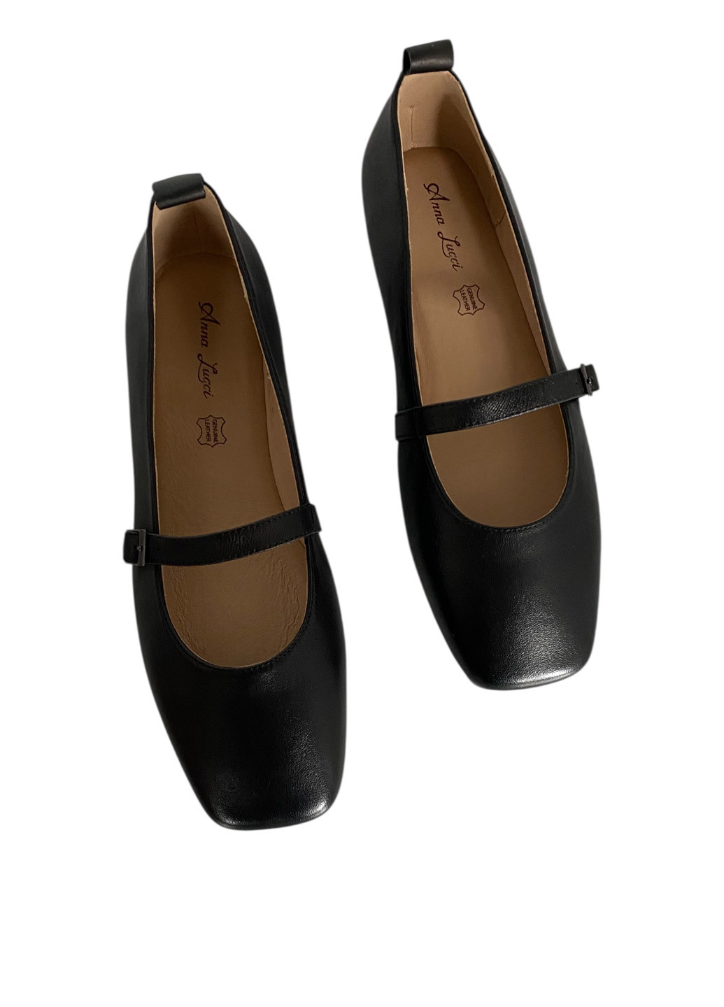 Женские балетки Anna Lucci | чёрные однотонные без декора натуральная кожа (333057477)