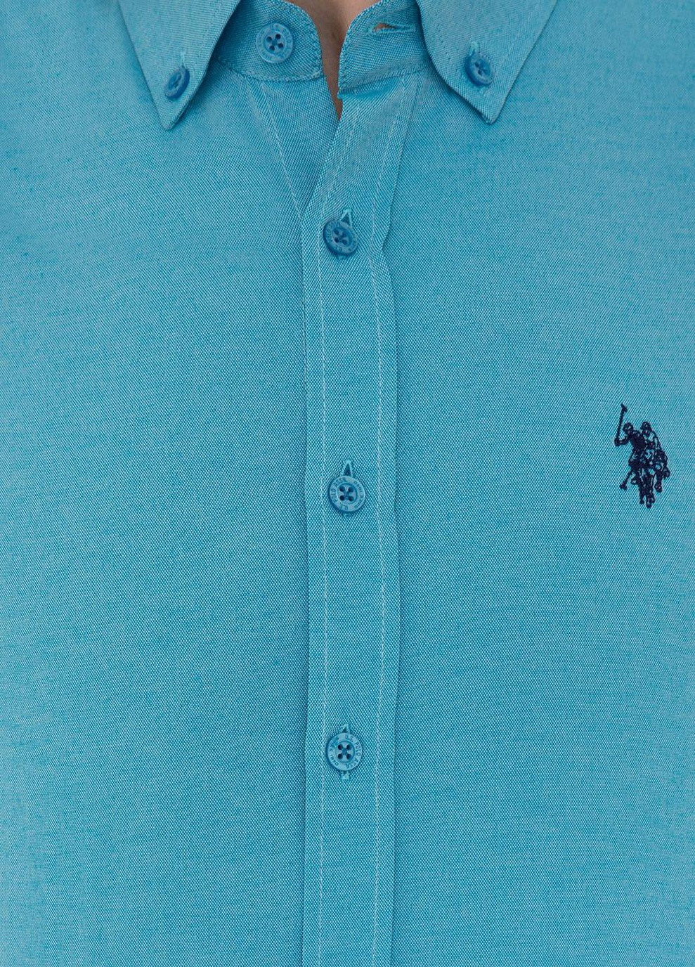 Бирюзовая кэжуал рубашка однотонная U.S. Polo Assn.
