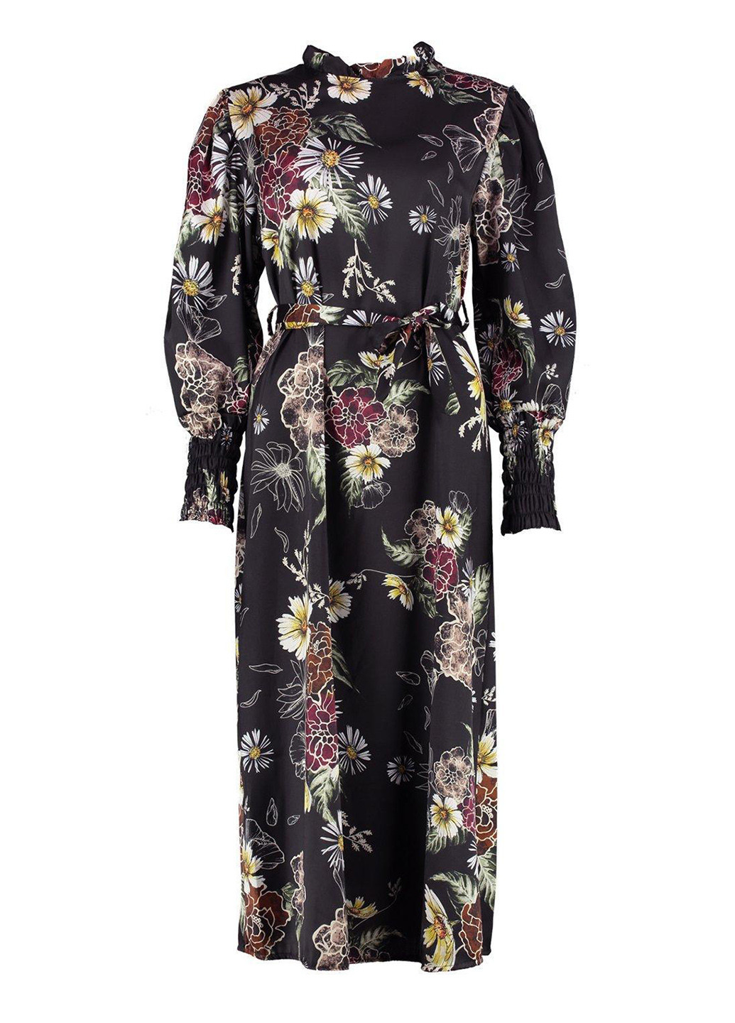 Черное кэжуал платье клеш Ifa moda с цветочным принтом