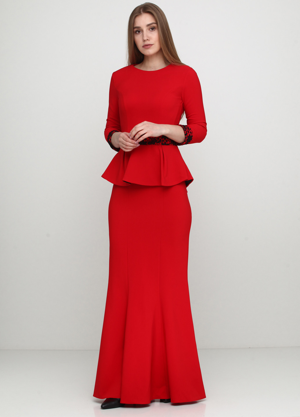 Красное вечернее платье годе Imperial однотонное