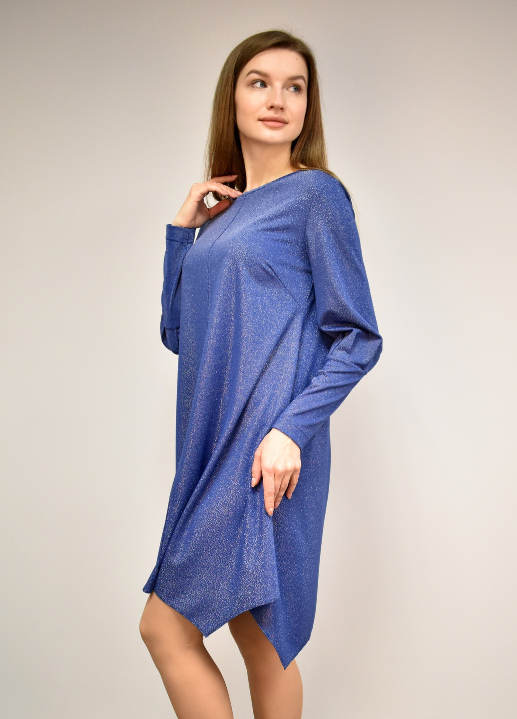 Синее вечернее платье из трикотажа с люрексом, синее, однотонное. Anna Dali однотонное