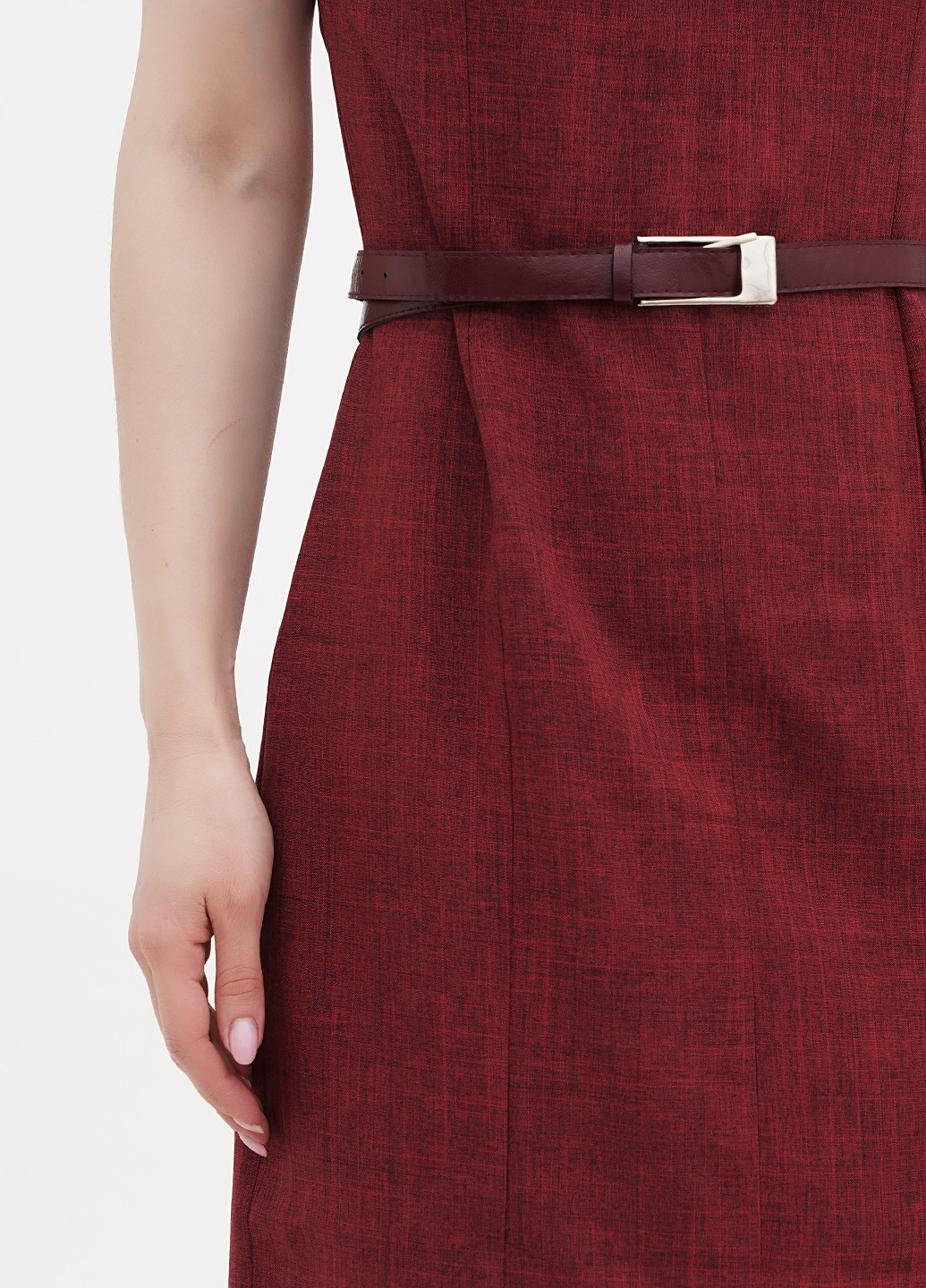 Темно-бордовое кэжуал платье футляр Rebecca Tatti однотонное