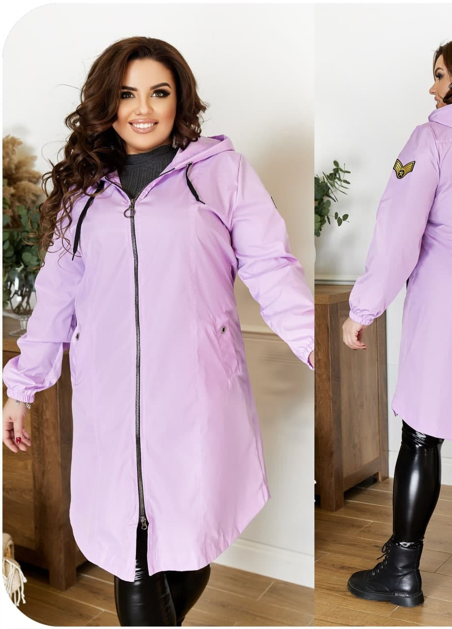 Темно-лиловая женская куртка-плащ из плащевки лилового цвета р.60/62 356529 New Trend