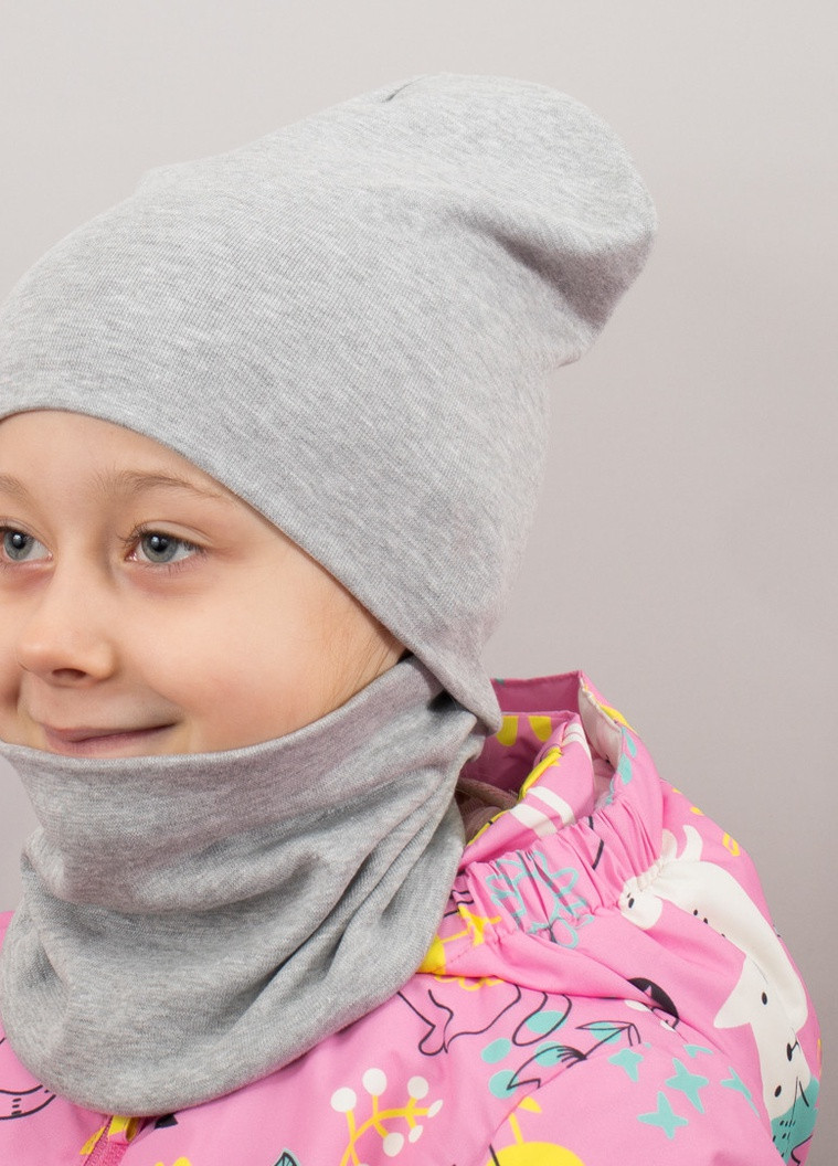 Детская шапка с хомутом КАНТА размер 52-56 серый (OC-561) Канта (222439494)