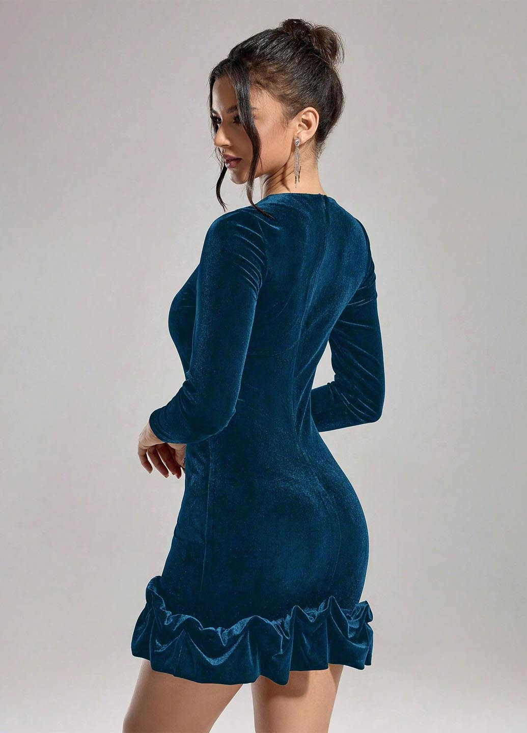 Морської хвилі коктейльна сукня силуетна SHEIN однотонна