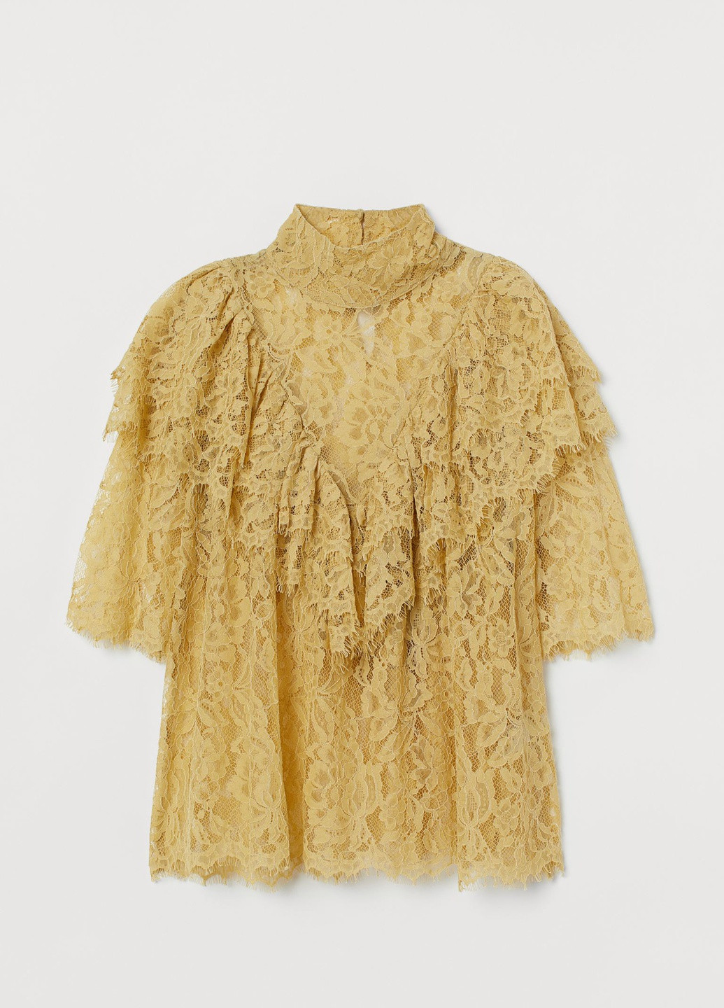 Светло-желтая летняя блузка из кружева с оборками H&M