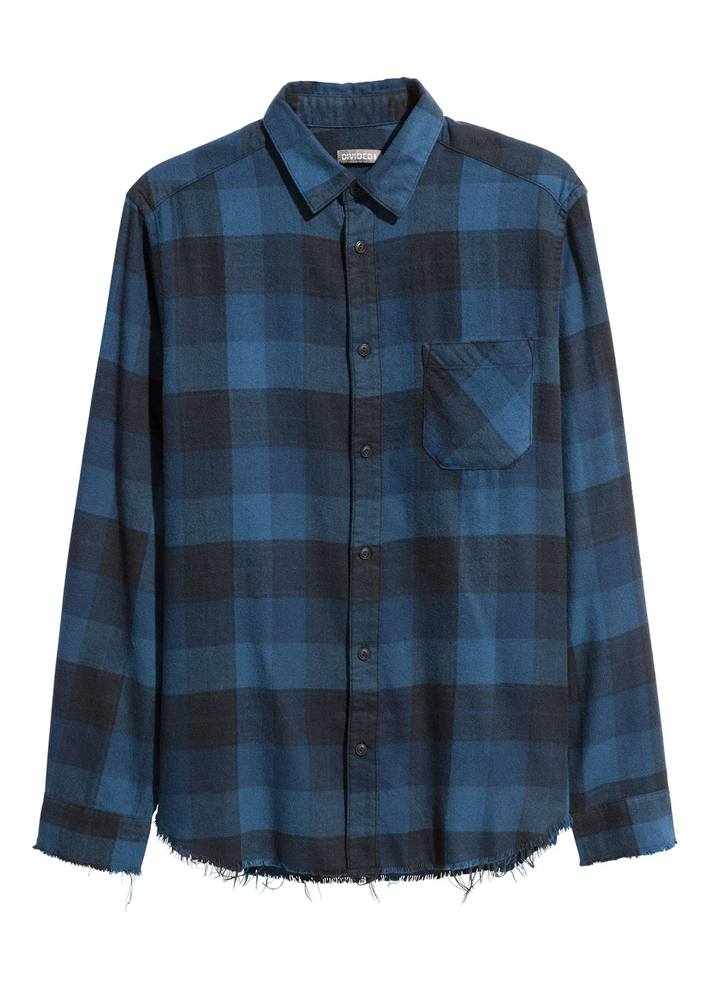 Темно-синяя кэжуал рубашка в клетку H&M с длинным рукавом