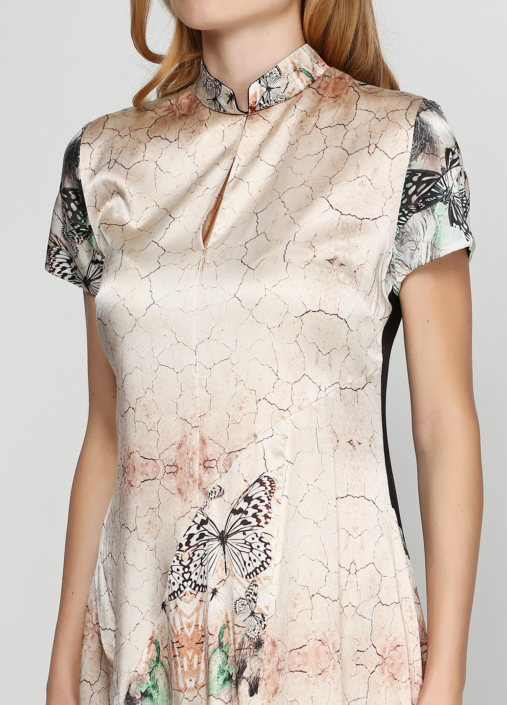 Бежевое кэжуал платье Oblique с цветочным принтом