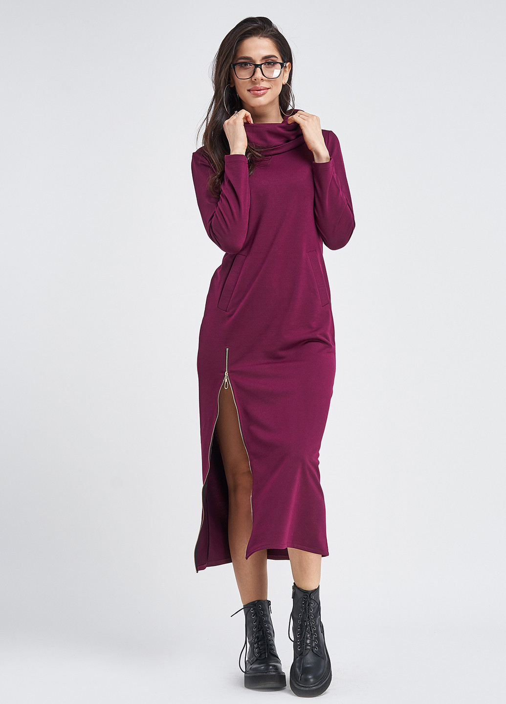 Фиолетовое кэжуал платье футляр ISSA PLUS однотонное
