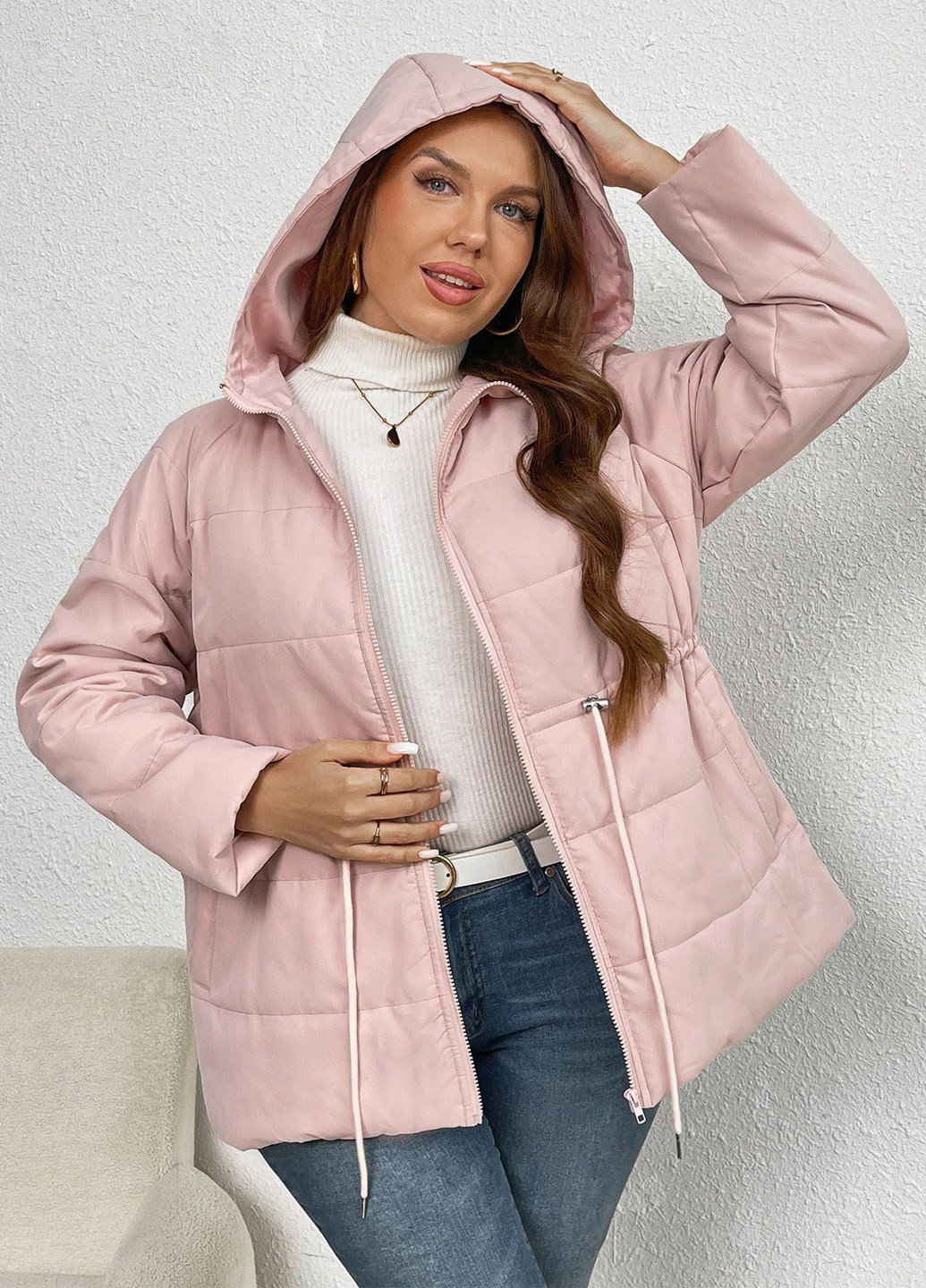 Светло-розовая зимняя куртка SHEIN