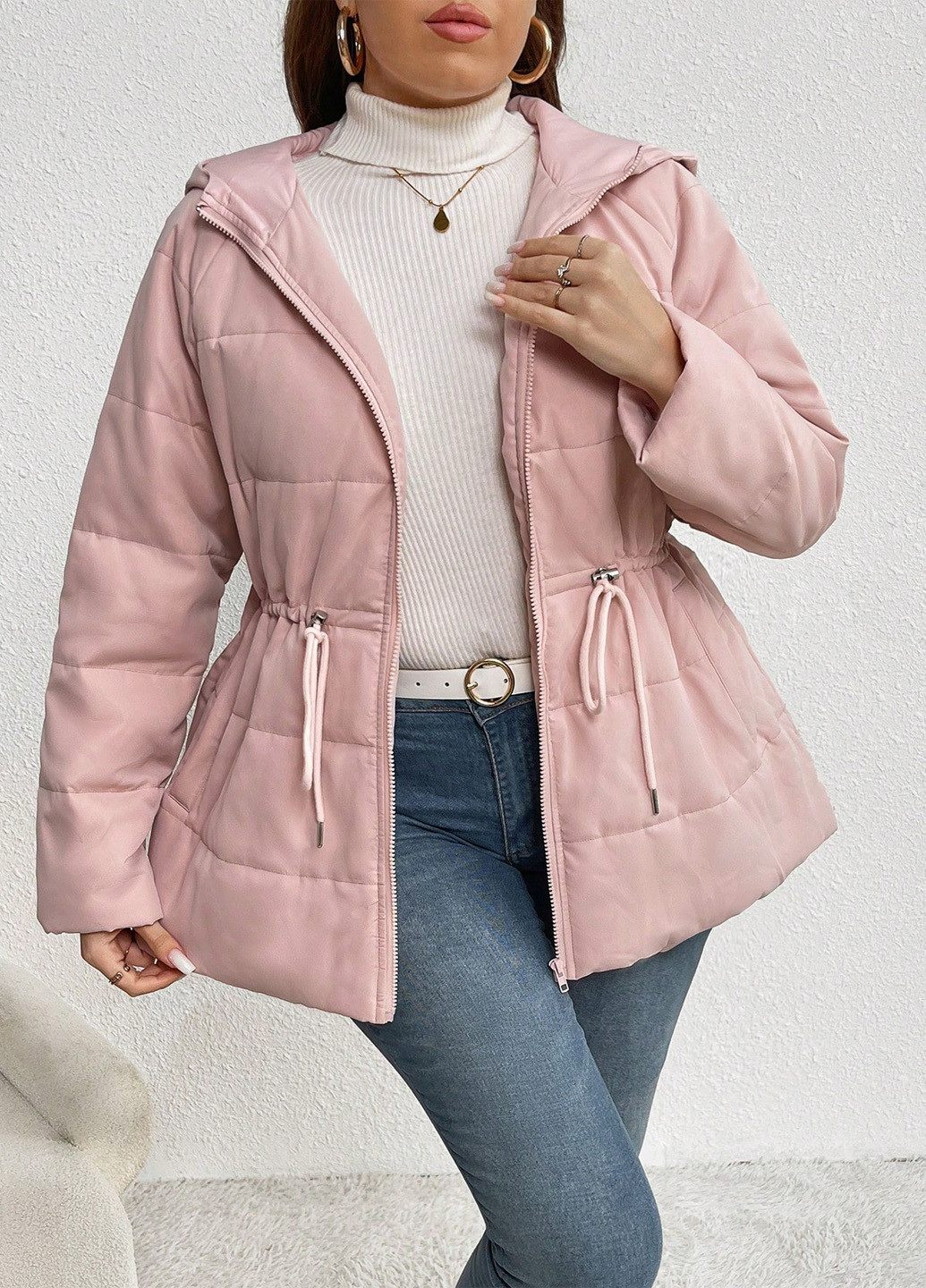 Светло-розовая зимняя куртка SHEIN