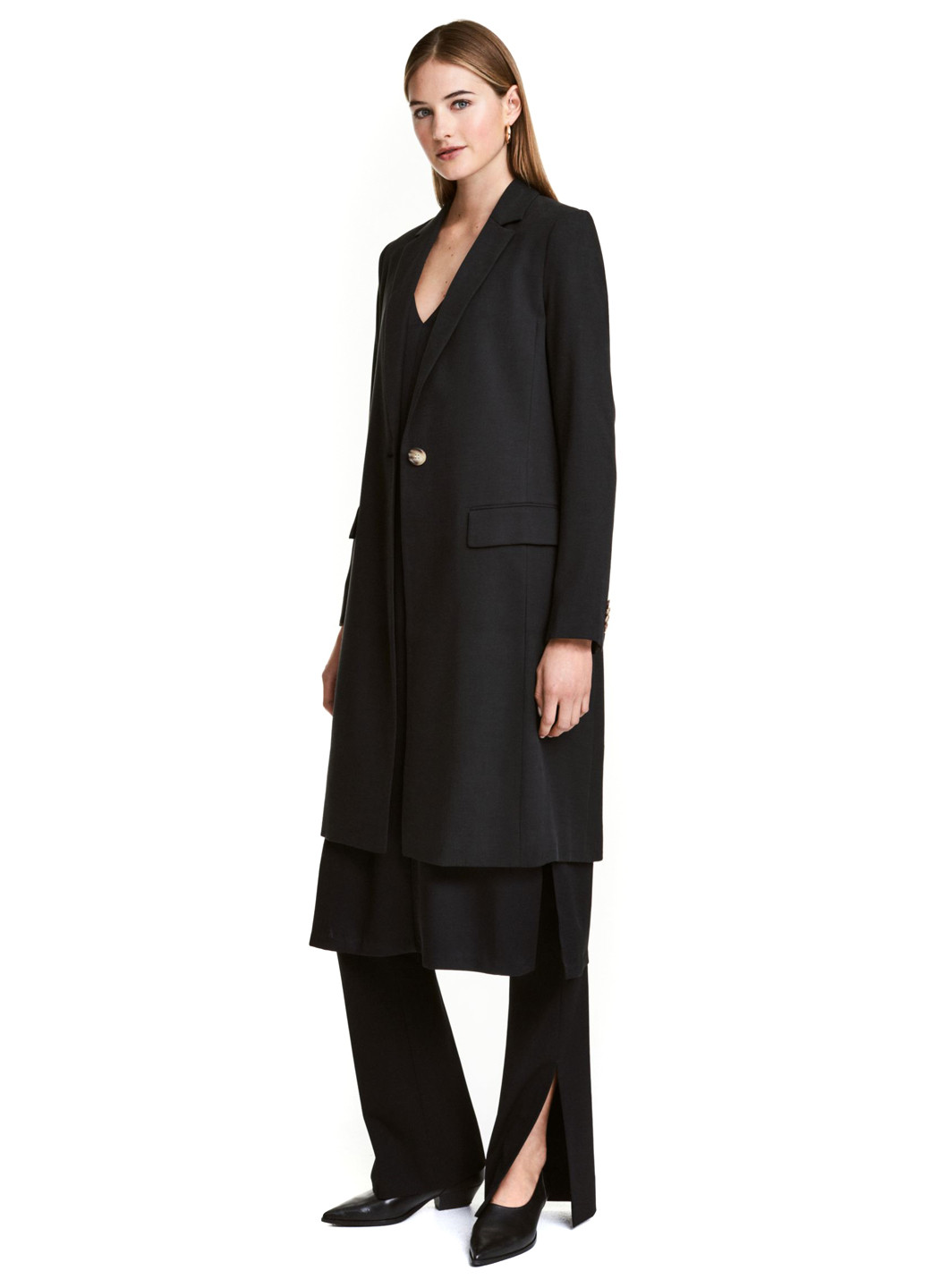 Черное демисезонное Пальто однобортное H&M